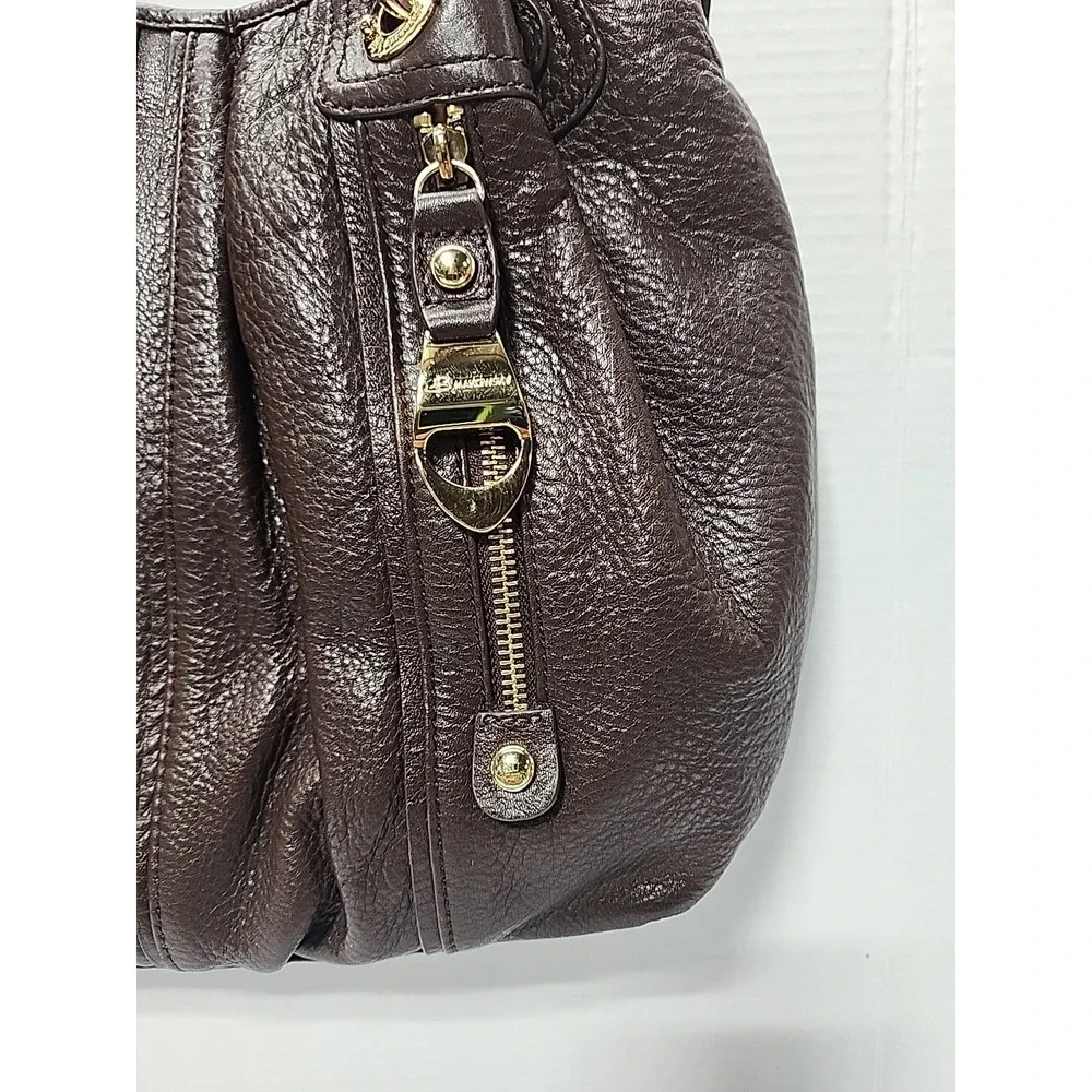 B Makowsky‎ Handbag Thick Leather Brown Double Handle Hobo Tote Boho A+ 47